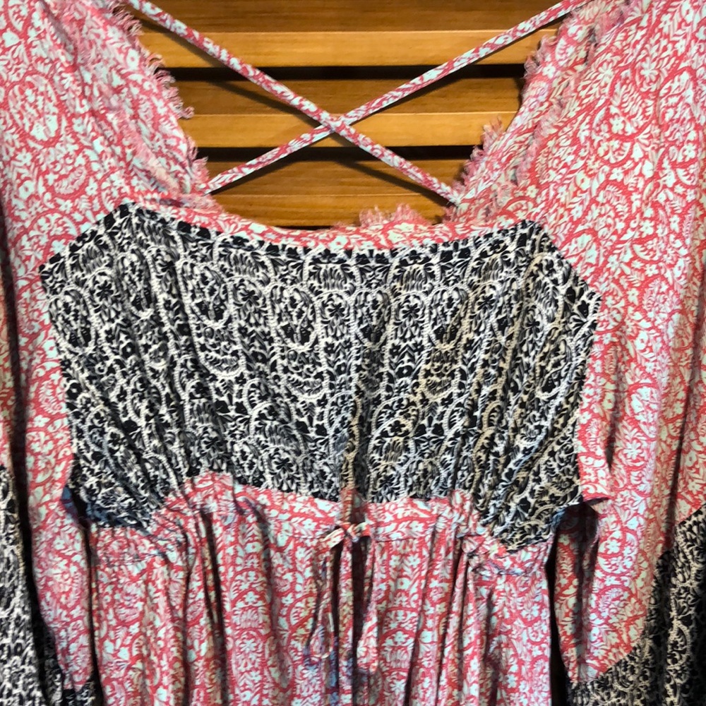 Altar’d State Boho-style Mini Caftan Dress Kimono Sleeve - Picture 4 of 9